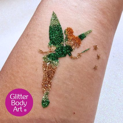 Tinkerbell glitter tattoo stencils for peter pan birthday parties for kids