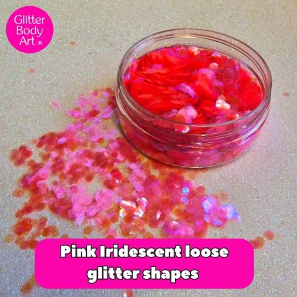pink iridescent festival glitter hexagon shapes