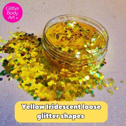 yellow festival glitter hexagon shapes for face makeup