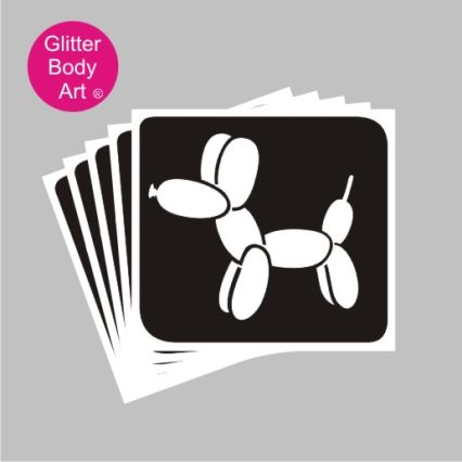 Balloon Dog Glitter Tattoo Stencil template