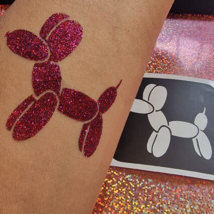 Balloon dog glitter tattoo stencil