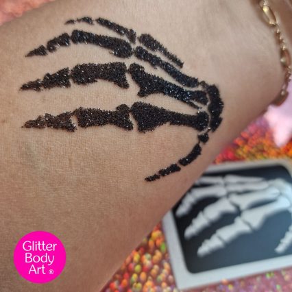 Skeleton Hand Glitter Tattoo Stencil for Halloween