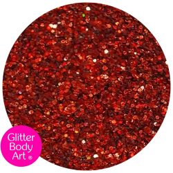 red holographic body glitter