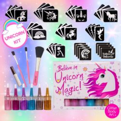 UNICORN GLITTER TATTOO KIT FOR UNICORN BIRTHDAY PARTY THEME