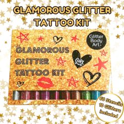 Girls glitter tattoo kit, birthday party present, christmas glitter tattoo gift