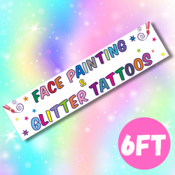 face painting and glitter tattoo banner