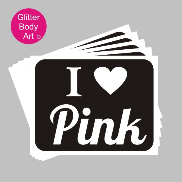 I love Pink Temporary Tattoo Stencils Temporary Tattoo Store