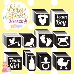 baby shower glitter tattoo stencil multi pack