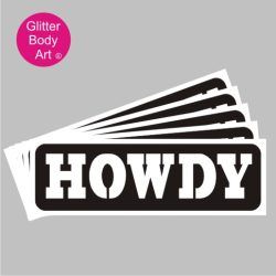 Howdy glitter tattoo stencil for themed cowboy parties
