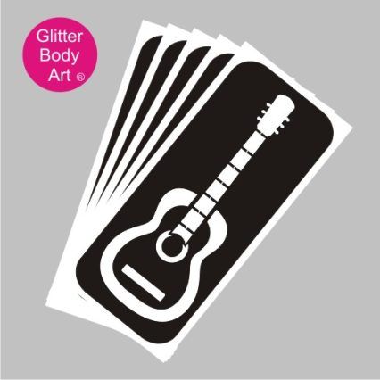 guitar glitter tattoo stencil - rock guitar musical events