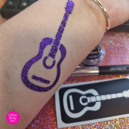 guitar glitter tattoo stencils for musical events and parties