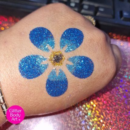 Forget Me Note Flower glitter tattoo stencil