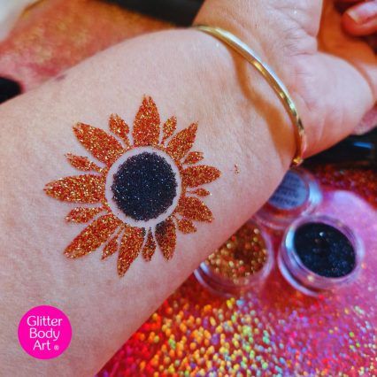 Sunflower glitter tattoo