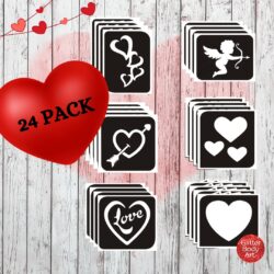 Love themed Glitter Tattoo Stencil 24 PACK