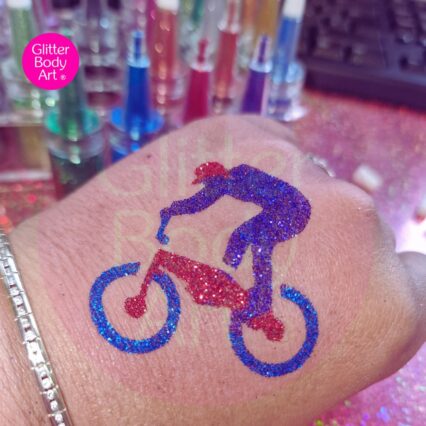 bmx rider glitter tattoo