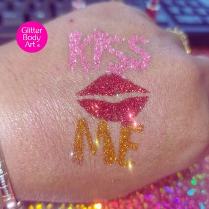Kiss me glitter tattoo stencil, hen party stencil