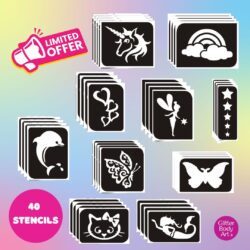 girls glitter tattoo refill stencil pack