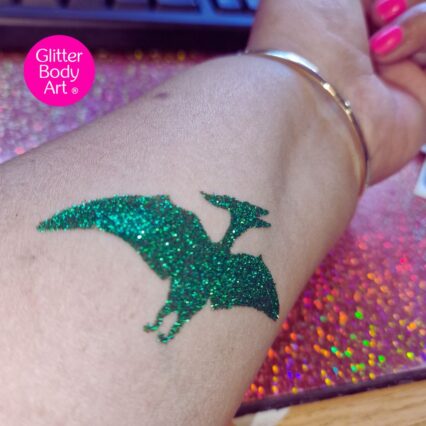 dinosaur glitter tattoo