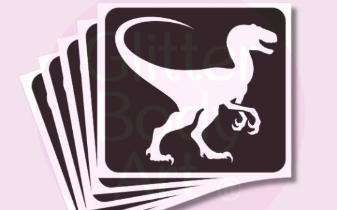 Velociraptor Dinosaur Glitter Tattoo Stencil