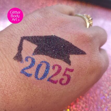 Graduation 2025 glitter tattoo stencil