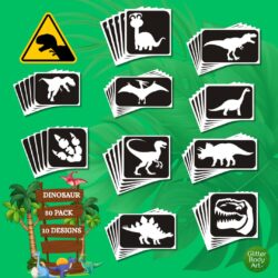 DINOSAUR GLITTER TATTOO STENCIL PACK