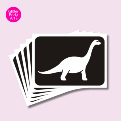 Brontosaurus dinsoaur glitter tattoo stencil template