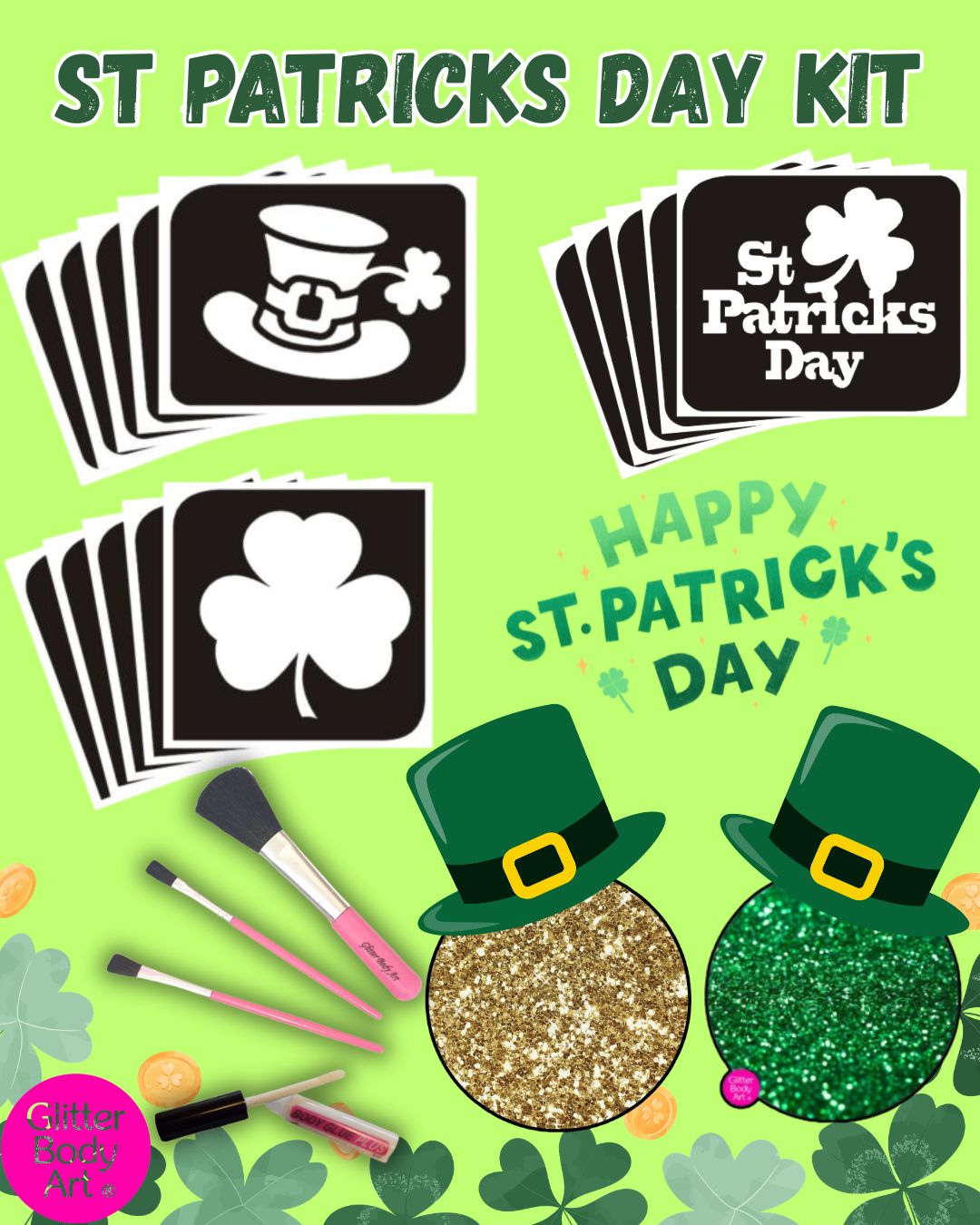 St Patricks Day glitter tattoo kit