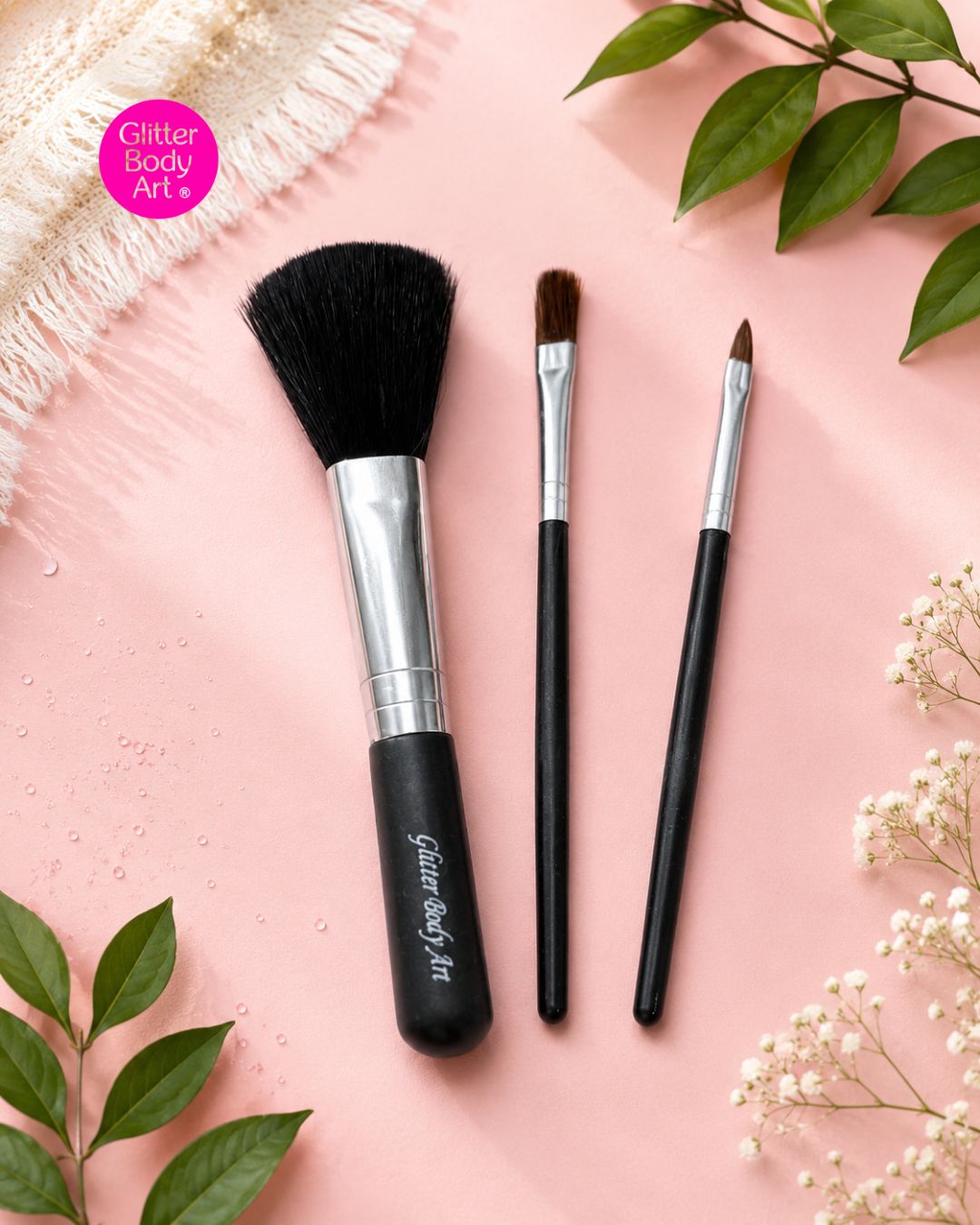 Black Glitter Tattoo Brush Set x 1