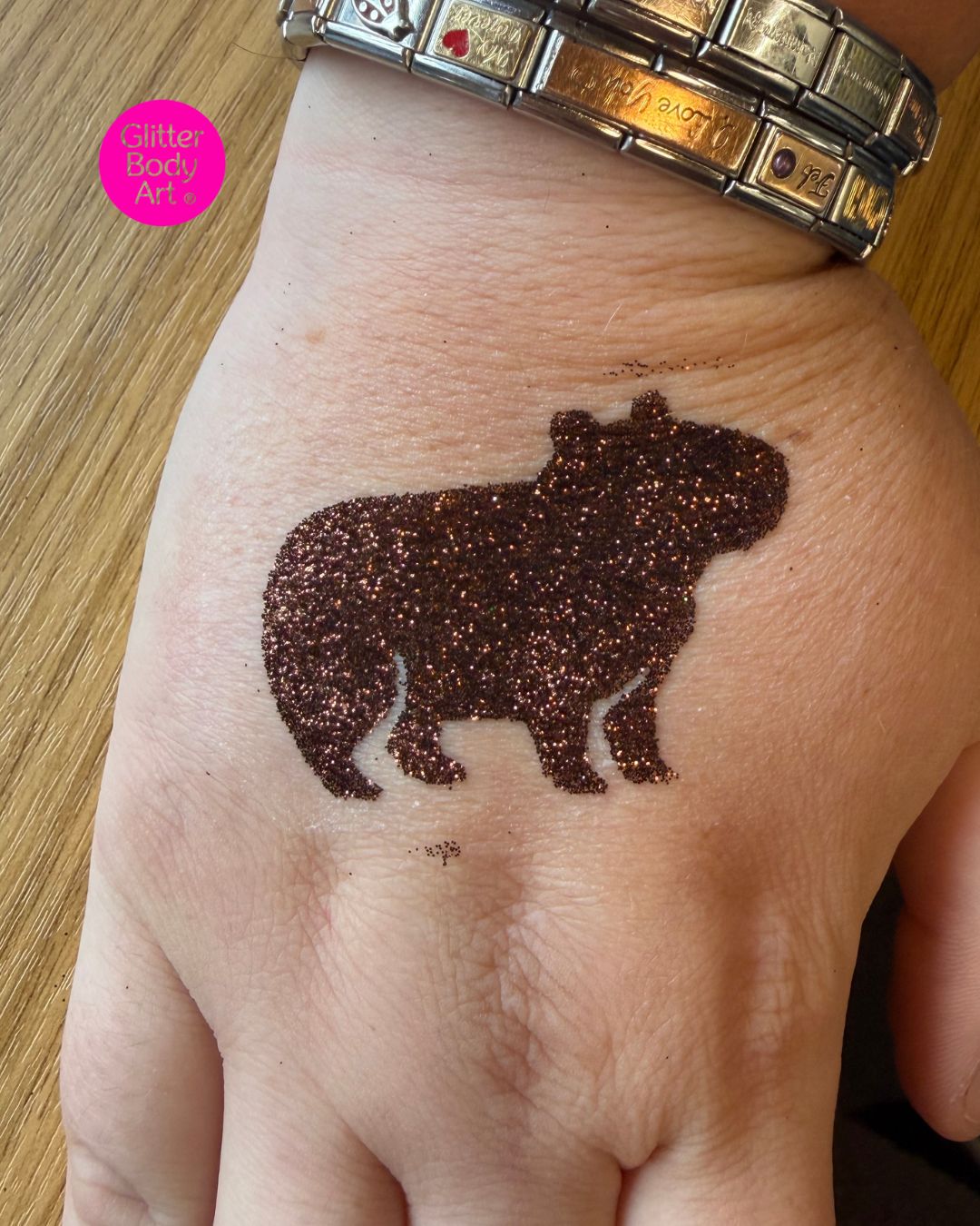 Capybara Glitter Tattoo Stencils 085 (Pack of 5 or 25) - Image 2