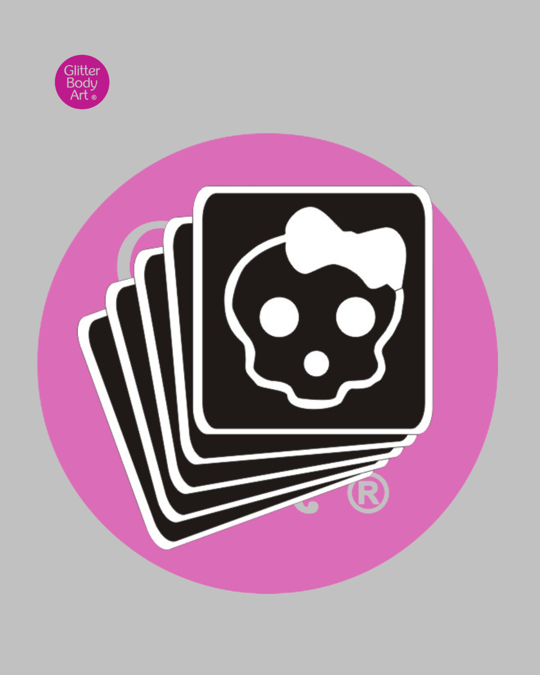 Skull with bow glitter tattoo