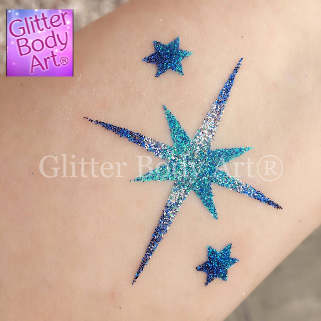 star temporary tattoo stencil, triple stars glitter tattoos for kids