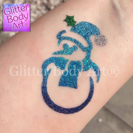 snowman glitter tattoo, christmas temporary tattoo stencil for kids