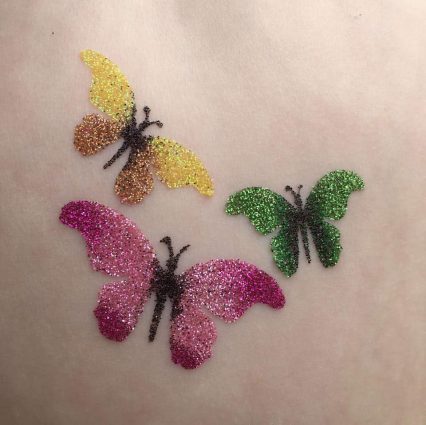 pretty butterflies temporary tattoo stencil, butterfly glitter tattoos
