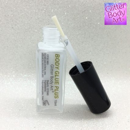 10ml bottle of white body glue with application brush, glitter glue adhesive for glitter tattoos, gems and prosthetics