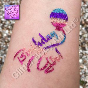 birthday girl glitter tattoo for kids parties