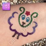 baby lamb glitter tattoo, easter temporary tattoo stencil