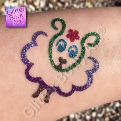 baby lamb glitter tattoo, easter temporary tattoo stencil