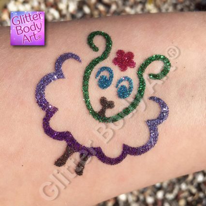baby lamb glitter tattoo, easter temporary tattoo stencil