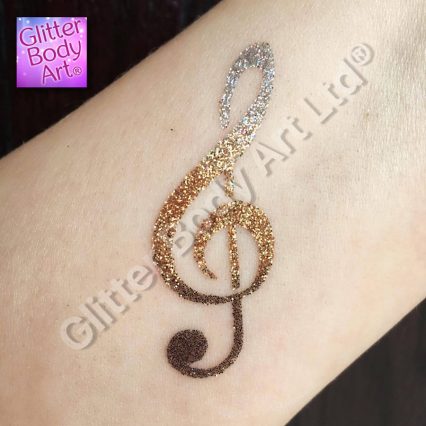musical note glitter tattoo, musical temporary tattoos