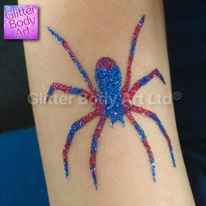 spider glitter tattoo, spiderman party temporary tattoo stencil template for boys