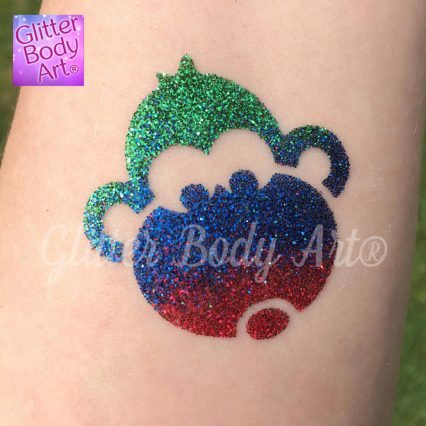 monkey glitter tattoo, jungle temporary tattoo stencils