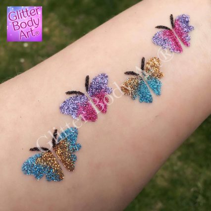 butterfly sparkly glitter tattoo, butterfly temporary tattoo stencil