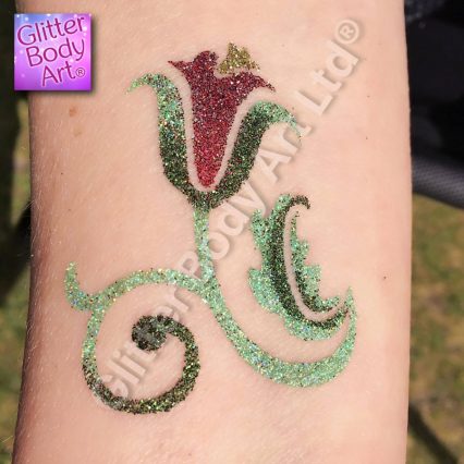 tulip flower temporary tattoo stencil for glitter tattoos