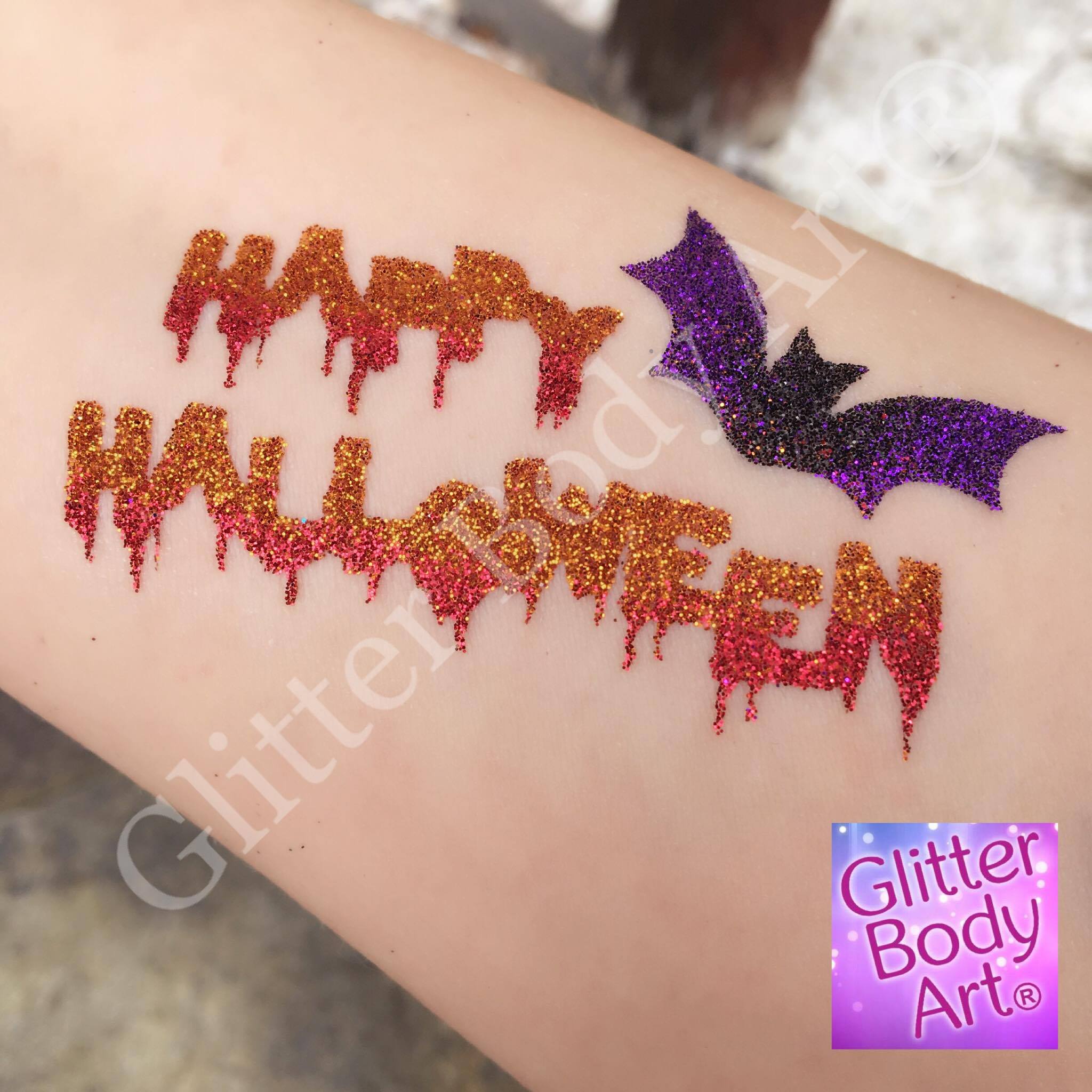 happy halloween glitter tattoo, halloween temporary tattoos