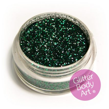 green face and body cosmetic glitter makeup