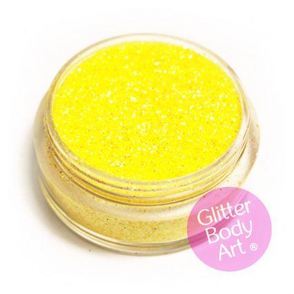 Lemon Yellow face & body glitter jar of loose glitter for makeup and glitter tattoos