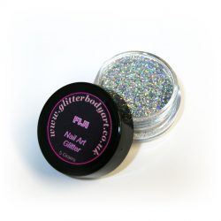 Silver holographic chunky nail art glitter jar for nail techs