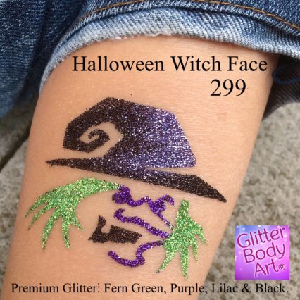 halloween witch glitter tattoo stencil