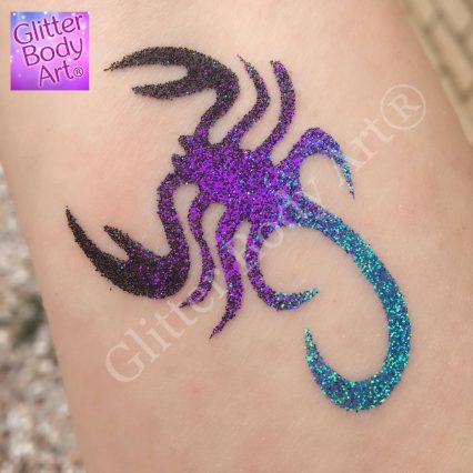 scorpion glitter tattoo, temporary tattoo stencil for kids